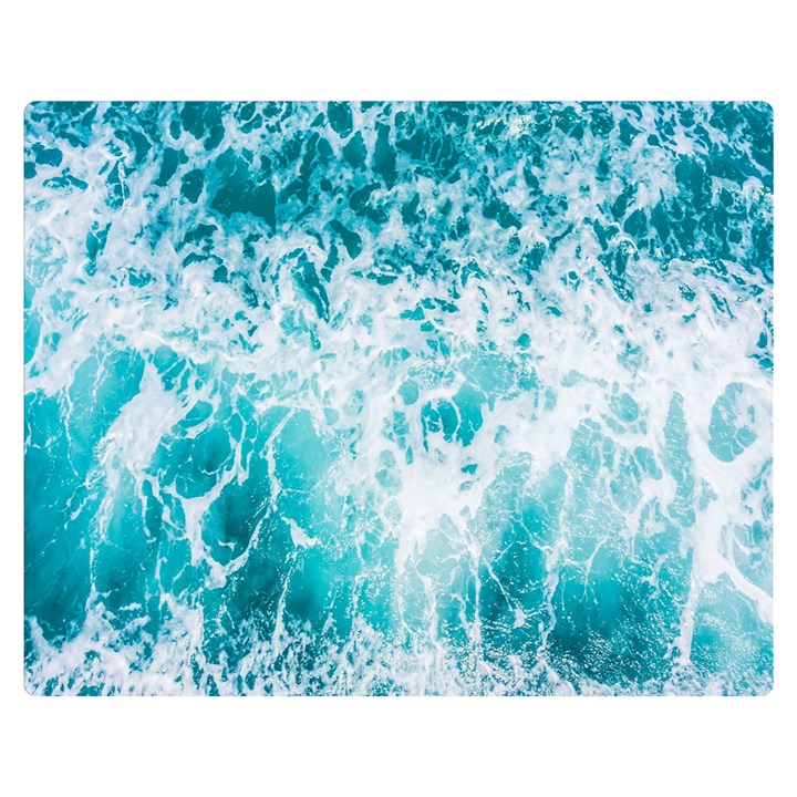 Tropical Blue Ocean Wave Premium Plush Fleece Blanket (Medium)