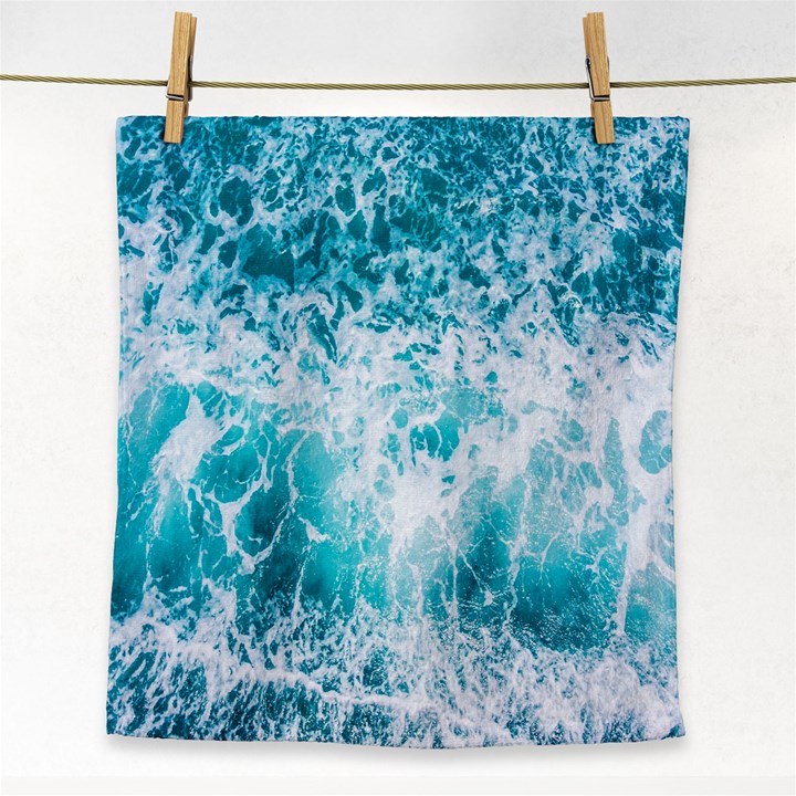 Tropical Blue Ocean Wave Face Towel