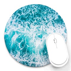 Tropical Blue Ocean Wave Round Mousepad