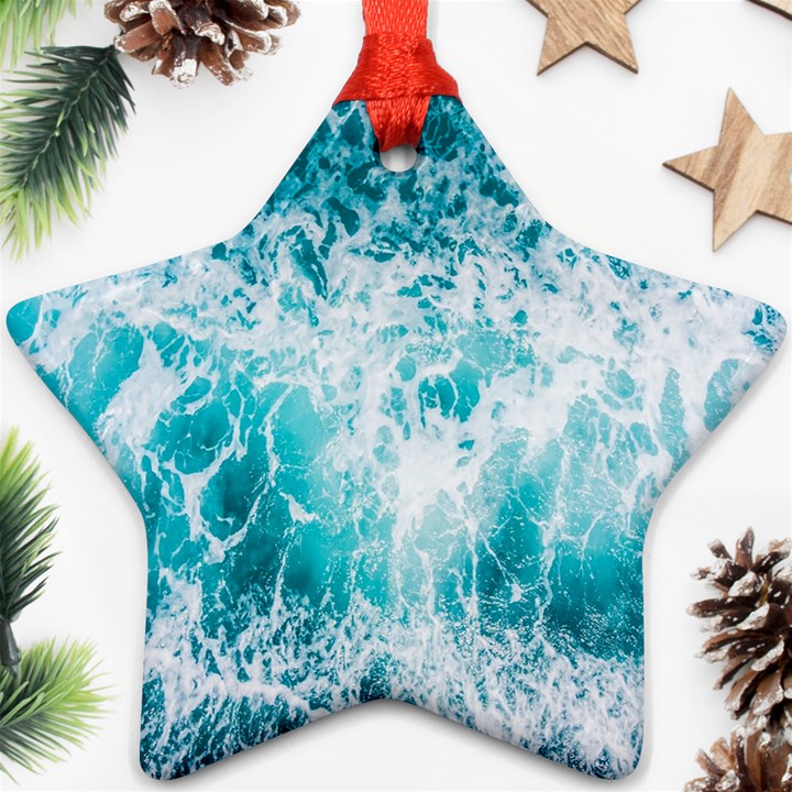 Tropical Blue Ocean Wave Ornament (Star)