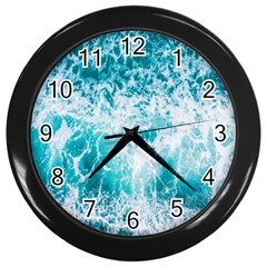 Tropical Blue Ocean Wave Wall Clock (black)