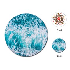 Tropical Blue Ocean Wave Playing Cards Single Design (round)