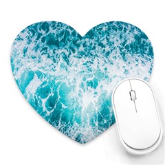 Tropical Blue Ocean Wave Heart Mousepad