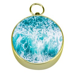 Tropical Blue Ocean Wave Gold Compasses by Jack14