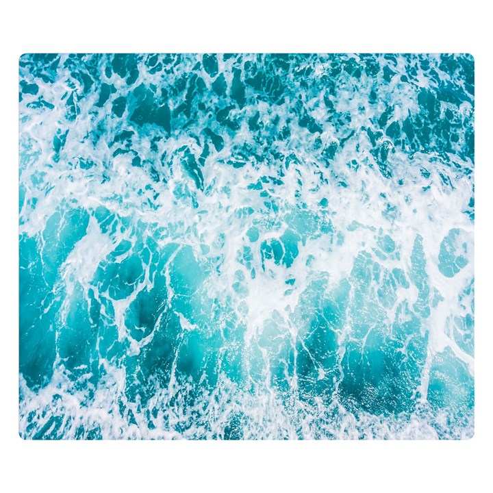 Tropical Blue Ocean Wave Two Sides Premium Plush Fleece Blanket (Small)