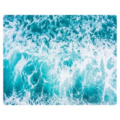 Tropical Blue Ocean Wave Premium Plush Fleece Blanket (medium)