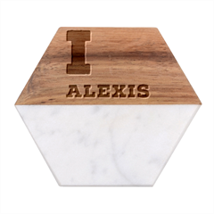 I Love Alexis Marble Wood Coaster (hexagon)  by ilovewhateva