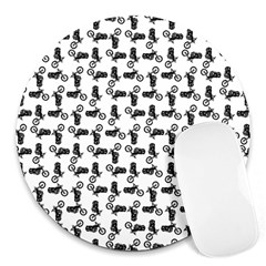 Chooper Motorcycle Drawing Motif Pattern Round Mousepad by dflcprintsclothing