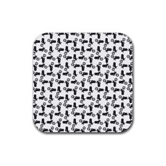 Chooper Motorcycle Drawing Motif Pattern Rubber Coaster (square) by dflcprintsclothing