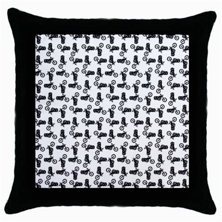 Chooper Motorcycle Drawing Motif Pattern Throw Pillow Case (Black)