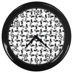 Chooper Motorcycle Drawing Motif Pattern Wall Clock (black) by dflcprintsclothing