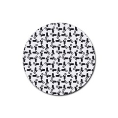 Chooper Motorcycle Drawing Motif Pattern Rubber Round Coaster (4 Pack) by dflcprintsclothing