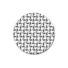 Chooper Motorcycle Drawing Motif Pattern Magnet 3  (round) by dflcprintsclothing