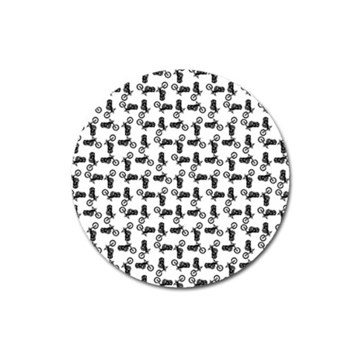 Chooper Motorcycle Drawing Motif Pattern Magnet 3  (Round)