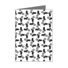 Chooper Motorcycle Drawing Motif Pattern Mini Greeting Card by dflcprintsclothing