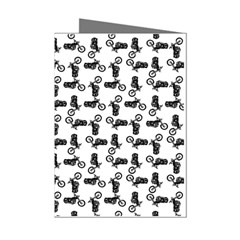 Chooper Motorcycle Drawing Motif Pattern Mini Greeting Cards (pkg Of 8)