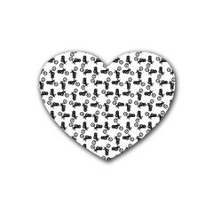 Chooper Motorcycle Drawing Motif Pattern Rubber Coaster (heart) by dflcprintsclothing