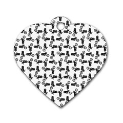 Chooper Motorcycle Drawing Motif Pattern Dog Tag Heart (one Side) by dflcprintsclothing