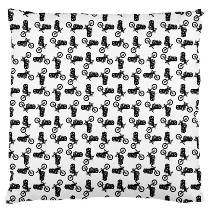 Chooper Motorcycle Drawing Motif Pattern Large Premium Plush Fleece Cushion Case (Two Sides)