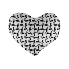 Chooper Motorcycle Drawing Motif Pattern Standard 16  Premium Flano Heart Shape Cushions