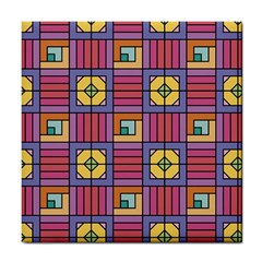 Pattern Geometric Colorful Lines Shapes Tile Coaster