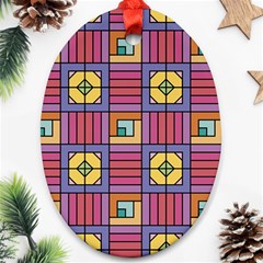 Pattern Geometric Colorful Lines Shapes Ornament (oval)