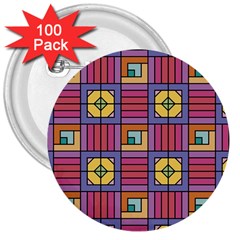 Pattern Geometric Colorful Lines Shapes 3  Buttons (100 Pack) 