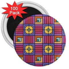 Pattern Geometric Colorful Lines Shapes 3  Magnets (100 Pack)