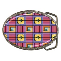 Pattern Geometric Colorful Lines Shapes Belt Buckles by Jancukart