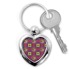 Pattern Geometric Colorful Lines Shapes Key Chain (heart) by Jancukart