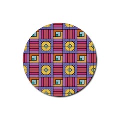 Pattern Geometric Colorful Lines Shapes Rubber Coaster (round)