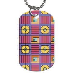 Pattern Geometric Colorful Lines Shapes Dog Tag (two Sides)