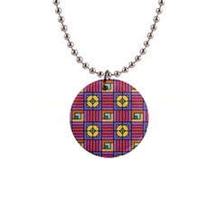 Pattern Geometric Colorful Lines Shapes 1  Button Necklace by Jancukart