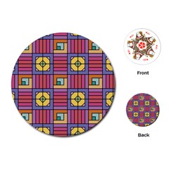 Pattern Geometric Colorful Lines Shapes Playing Cards Single Design (round)