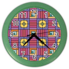 Pattern Geometric Colorful Lines Shapes Color Wall Clock