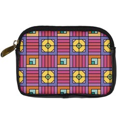 Pattern Geometric Colorful Lines Shapes Digital Camera Leather Case