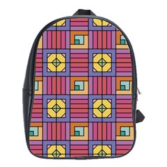 Pattern Geometric Colorful Lines Shapes School Bag (large) by Jancukart