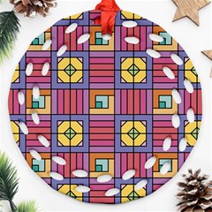 Pattern Geometric Colorful Lines Shapes Ornament (round Filigree)