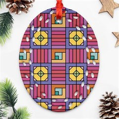 Pattern Geometric Colorful Lines Shapes Oval Filigree Ornament (two Sides)