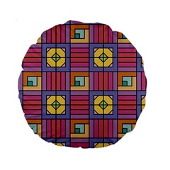 Pattern Geometric Colorful Lines Shapes Standard 15  Premium Round Cushions