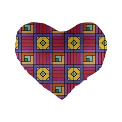 Pattern Geometric Colorful Lines Shapes Standard 16  Premium Heart Shape Cushions