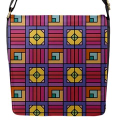 Pattern Geometric Colorful Lines Shapes Flap Closure Messenger Bag (s) by Jancukart