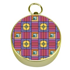 Pattern Geometric Colorful Lines Shapes Gold Compasses by Jancukart