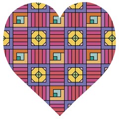 Pattern Geometric Colorful Lines Shapes Wooden Puzzle Heart