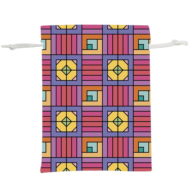 Pattern Geometric Colorful Lines Shapes Lightweight Drawstring Pouch (XL)