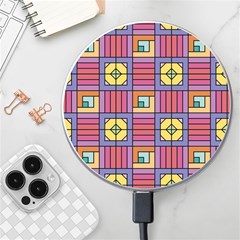 Pattern Geometric Colorful Lines Shapes Wireless Fast Charger(white) by Jancukart