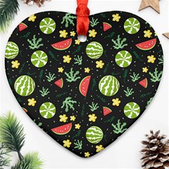 Watermelon Berry Patterns Pattern Ornament (heart)