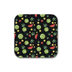 Watermelon Berry Patterns Pattern Rubber Square Coaster (4 Pack) by Jancukart