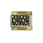 Watermelon Berry Patterns Pattern Gold Trim Italian Charm (9mm) Front