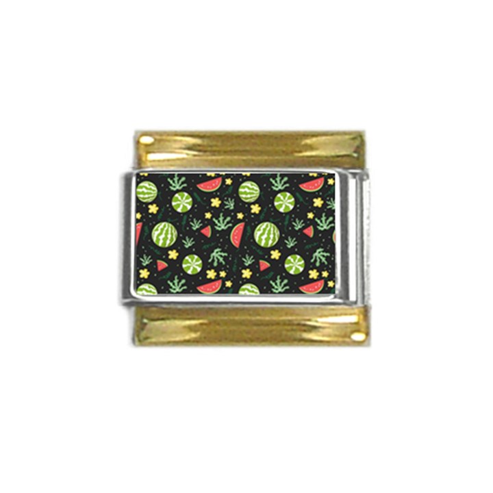 Watermelon Berry Patterns Pattern Gold Trim Italian Charm (9mm)